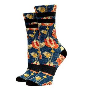 SOLE OPTIONS Tapestry Crew Sock Floral Feet Art